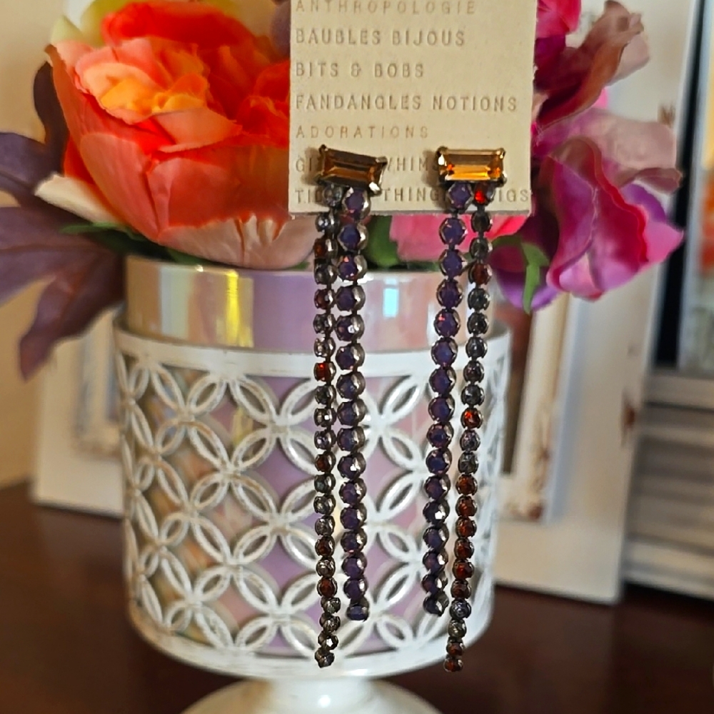 Anthropologie Purple and Gold Earrings